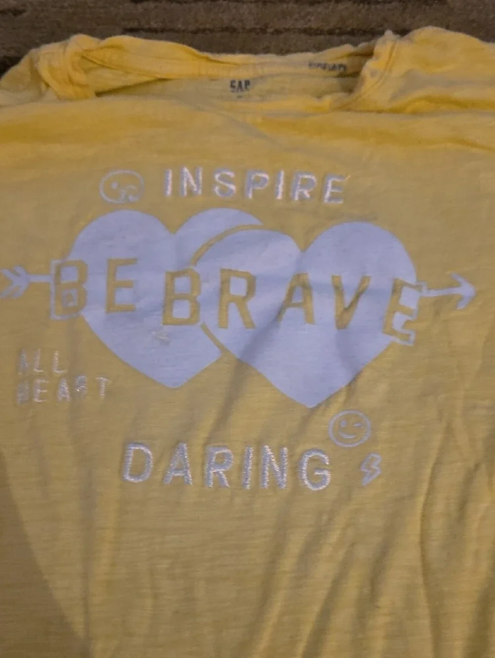 5/25 GAP Yellow Graphic 'Be Brave' Short Sleeve Tee Size Xl..